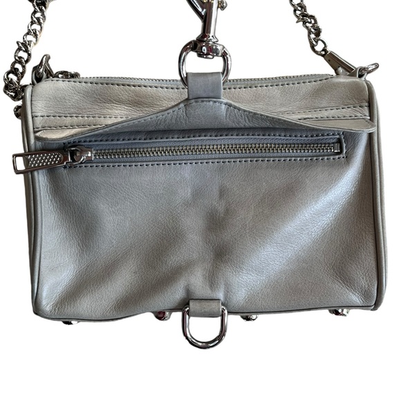 Rebecca Minkoff Gray Leather Mini Mac Crossbody Bag Silver Chain - Picture 10 of 16